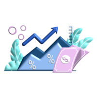 courbe d'inflation illustration plate 3d pour le graphique de financement des entreprises pour cent billet d'un dollar parfait pour la conception ui ux, application web, projets de marque, publicité, publication sur les réseaux sociaux png