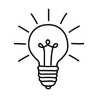 Hand drawn light bulb sketch, flat vector, isolate on white, graphic line art vector