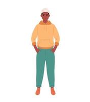 Modern young black man in casual outfit. Stylish fashionable look vector