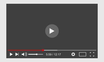 Play video layout. Interface of multimedia player of social media. Mockup on white background. Vector illustration. EPS 10.