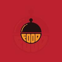 Food word sign logo icon design template elements with spoon and fork. Vector color emblem.