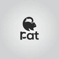 Creative Concept Negative Space Rat Cat Logo Design. vector