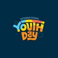 letras del día internacional de la juventud y diseño tipográfico colorido para la celebración del día internacional de la juventud el 12 de agosto. concepto creativo para el afiche del día de la juventud y la amistad, diseño de pancartas. vector