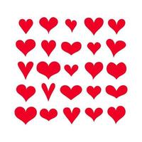 collection of hand drawn red hearts illustration vector