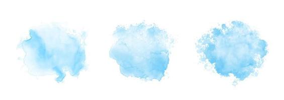 Abstract pattern with blue watercolor clouds on white background. Cyan watercolour water brash splash texture vector