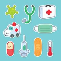 Medicine and first aid kawaii doodle flat cartoon vector illustration