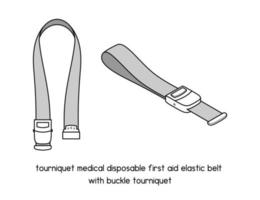 torniquete médico desechable cinturón elástico de primeros auxilios con hebilla diagrama de torniquete para la configuración del experimento esquema de laboratorio ilustración vectorial vector