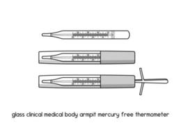 diagrama de termómetro libre de mercurio de la axila del cuerpo médico clínico de vidrio para la ilustración del vector del esquema del laboratorio de configuración del experimento