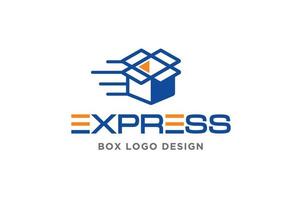 un concepto de diseño de logotipo de caja exprés para entrega, envío directo o negocio de arbitraje vector