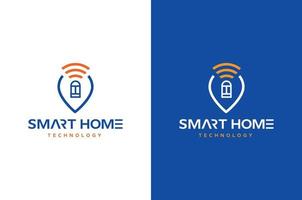 un diseño de logotipo de tecnología de hogar inteligente se puede usar para el servicio de wifi en el hogar o proveedores de servicios de Internet también es adecuado para la seguridad del hogar con control remoto vector