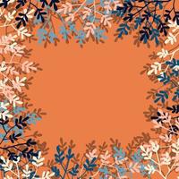 branches with colorful leaves frame vector background