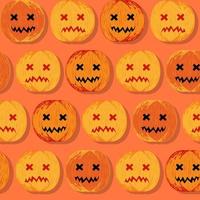halloween calabaza jack o linterna vector de patrones sin fisuras. imágenes prediseñadas de vacaciones de otoño pintadas a mano, vacaciones de halloween aisladas