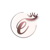 Letter E logo icon with lashes concept for beauty Premium Vector