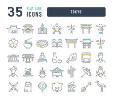 conjunto de iconos lineales de tokio vector