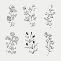 tatuaje floral minimalista vector
