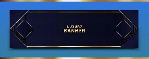 dark blue banner background, decorative frames and textures, vintage and luxury design with gold glitter vector