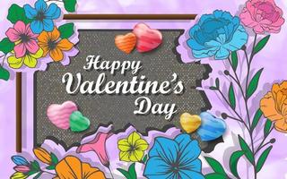 plantillas de fondo natural, diseños de marcos decorativos con hojas, flores de colores y formas de amor, ideales para conceptos como la celebración del día de san valentín, el día de la madre, el día de verano, etc. vector