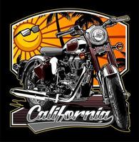 classic motorcycle and sunset vector