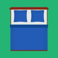 Bed top view vector bedroom cartoon furniture home. Sleep interior hotel rest. Flat duvet simple flat apartment