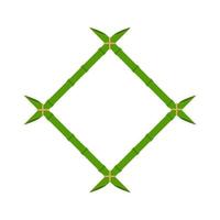Green bamboo frame vector wood design illustration nature isolated white. Empty border bamboo frame template stick with rope stem. Space decoration element for text panel tropical border wood