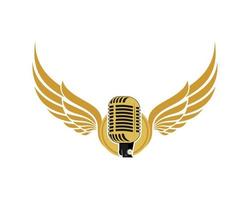 Wings with microphone in the middle vector