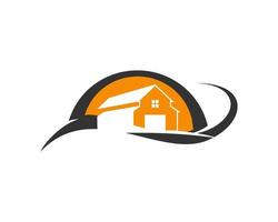 Home shape with sun orange vector