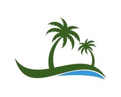 Coconut tree shape with beach vector