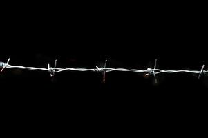 Close-up of a barbed wire fence in a restricted area. photo