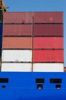 Container ship in port photo