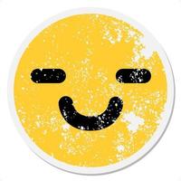 simple happy face circular sticker vector