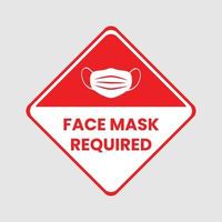 Face mask required sign design vector