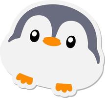 cute christmas penguin sticker vector