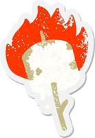 burning marshmallow on stick grunge sticker vector