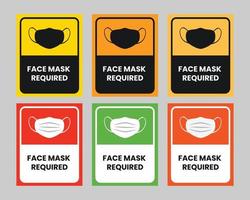 diseño de letrero requerido de máscara facial vector