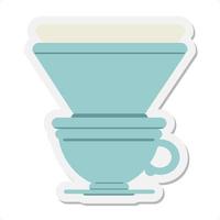 coffee cup with drip filter sticker vector