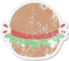 etiqueta engomada del grunge de la hamburguesa vector