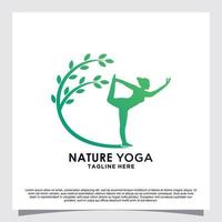 vector premium de diseño de logotipo de yoga de naturaleza