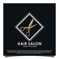 Luxury hair salon logo design Premium Vector