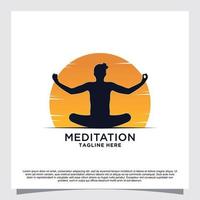 Meditation yoga logo design concept Premium Vector