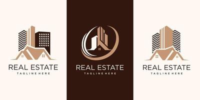 Set real estate logo with creative concept Premium Vector