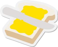 buttered slice of toast sticker vector