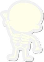 skeleton waving sticker vector