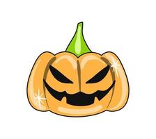 divertido y aterrador ícono de calabaza de halloween con cara espeluznante. ilustración vectorial vector