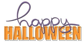 Vector Happy Halloween Text Banner.Labels, logos, hand drawn tags and elements for festive autumn design.