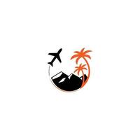 Mountain tree and airplane logo design, travel logo design, road trip logo vector