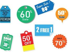 Supermarket or department store sales labels, Mall sales and discount labels, Tags to attract customers. vector