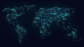 carte du terrain topographique du monde avec néon avec animation néon futuriste video