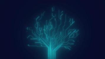 árvore de rede neural em animação de tecnologia de inteligência artificial video