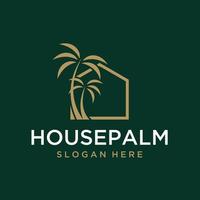 Vector graphic of home combined with palm tree logo design template