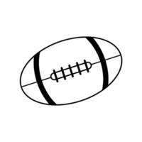 Rugby ball icon design isolated on white background, American football. black and white vector illustration
